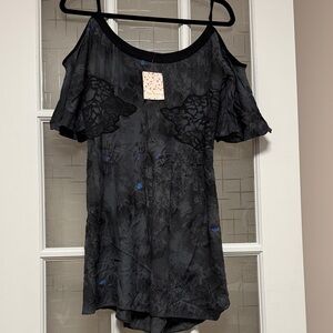 Free people Black and Blue Cold Shoulder dress size 12.